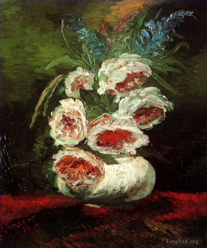 Vincent van Gogh Oil Painting - Vase with Peonies