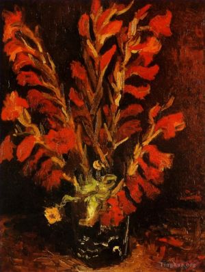 Artist Vincent van Gogh's Work - Vase with Red Gladioli