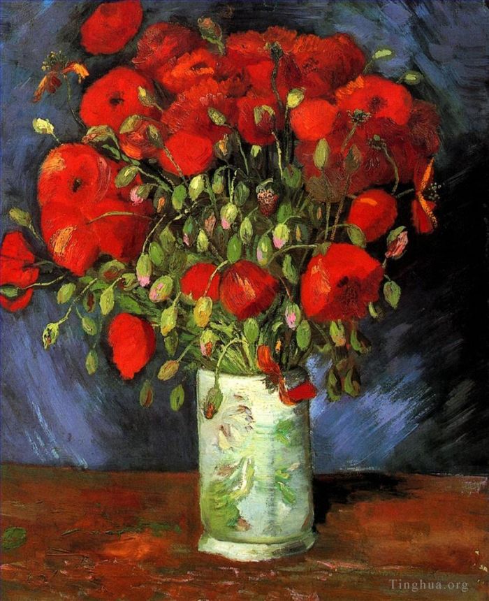 Vincent van Gogh Oil Painting - Vase with Red Poppies