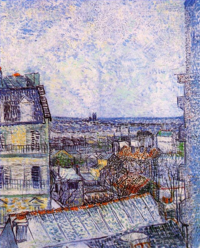 Vincent van Gogh Oil Painting - View from Vincent s room in the Rue Lepic