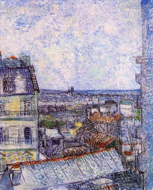 Artist Vincent van Gogh's Work - View from Vincent s room in the Rue Lepic
