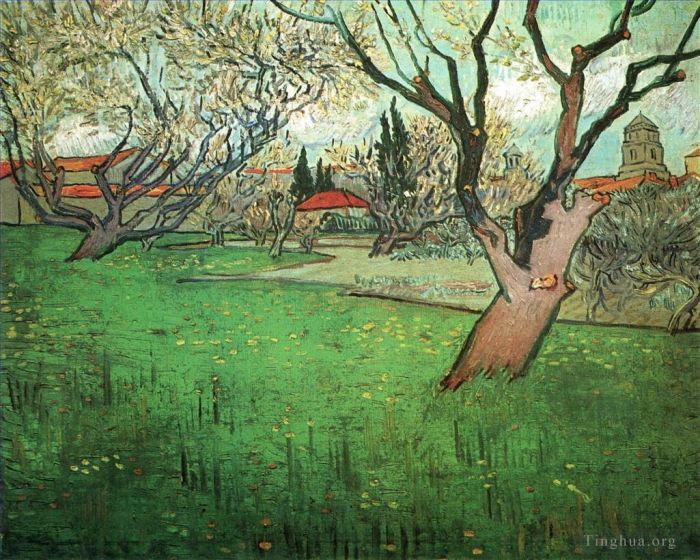 Vincent van Gogh Oil Painting - View of Arles with Trees in Blossom