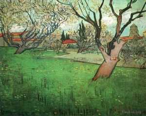 Artist Vincent van Gogh's Work - View of Arles with Trees in Blossom