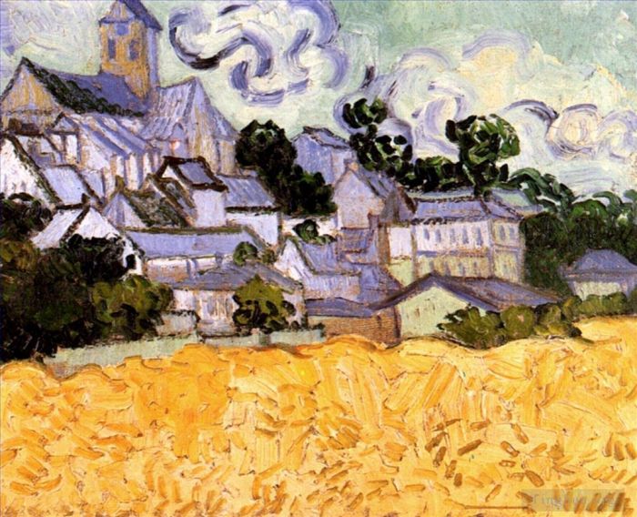 Vincent van Gogh Oil Painting - View of Auvers with Church
