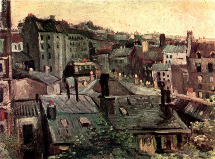 Vincent van Gogh Oil Painting - View of Roofs and Backs of Houses