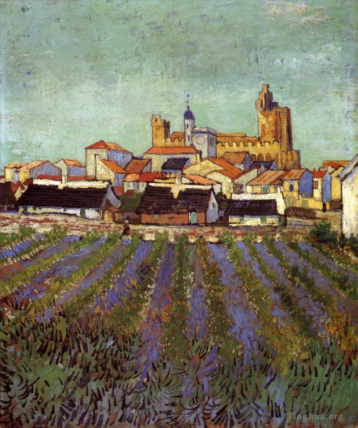 Vincent van Gogh Oil Painting - View of Saintes Maries
