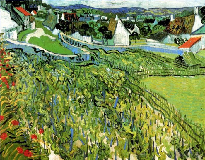 Vincent van Gogh Oil Painting - Vineyards with a View of Auvers