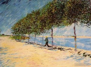 Artist Vincent van Gogh's Work - Walk Along the Banks of the Seine Near Asnières