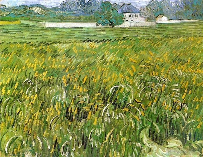 Vincent van Gogh Oil Painting - Wheat Field at Auvers with White House