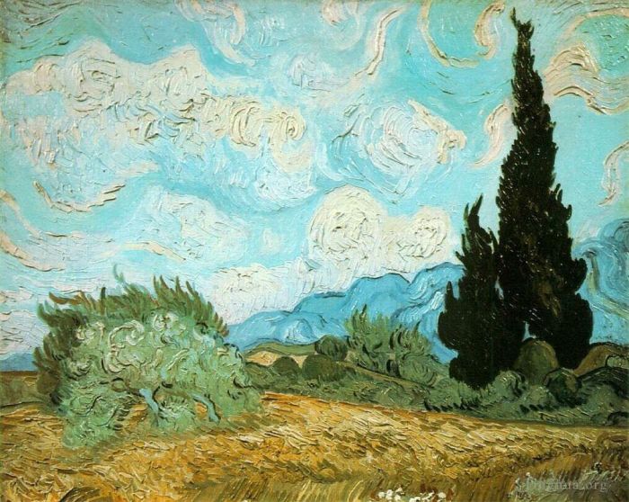 Vincent van Gogh Oil Painting - Wheat Field with Cypresses