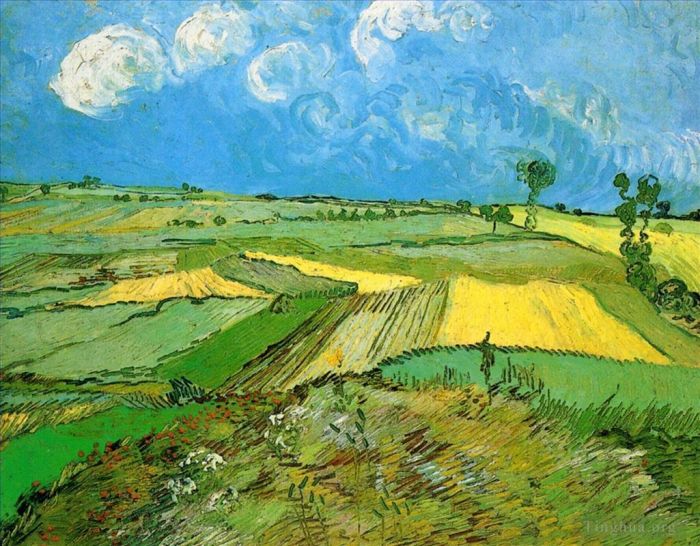 Vincent van Gogh Oil Painting - Wheat Fields at Auvers Under Clouded Sky