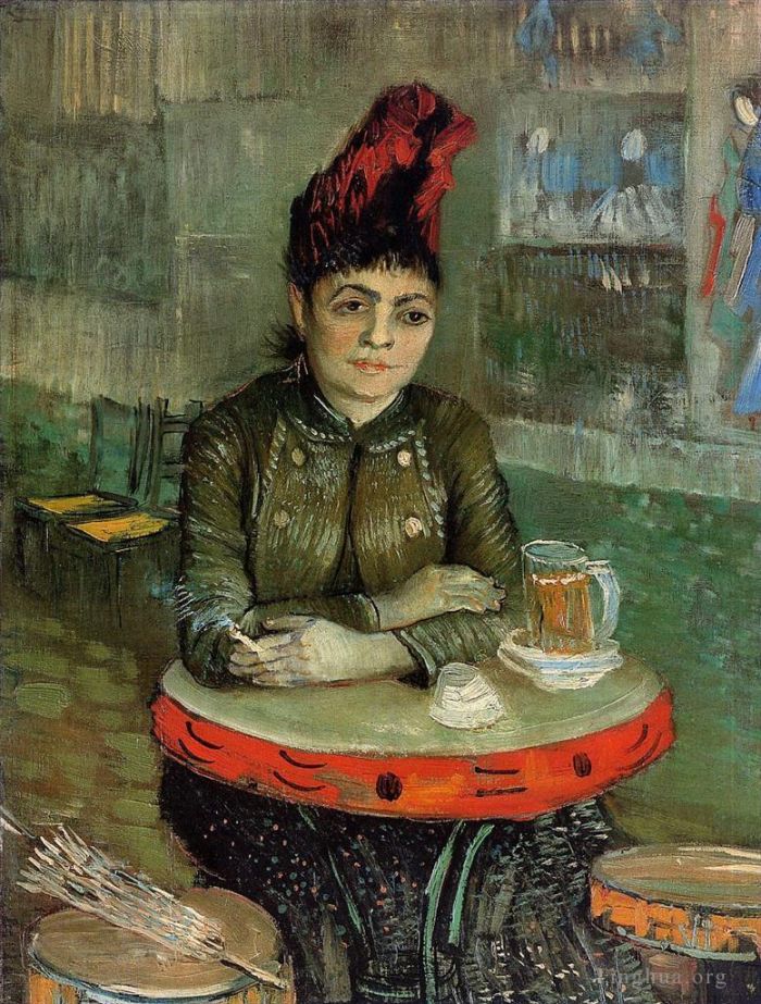 Vincent van Gogh Oil Painting - Woman in the Cafe Tambourin