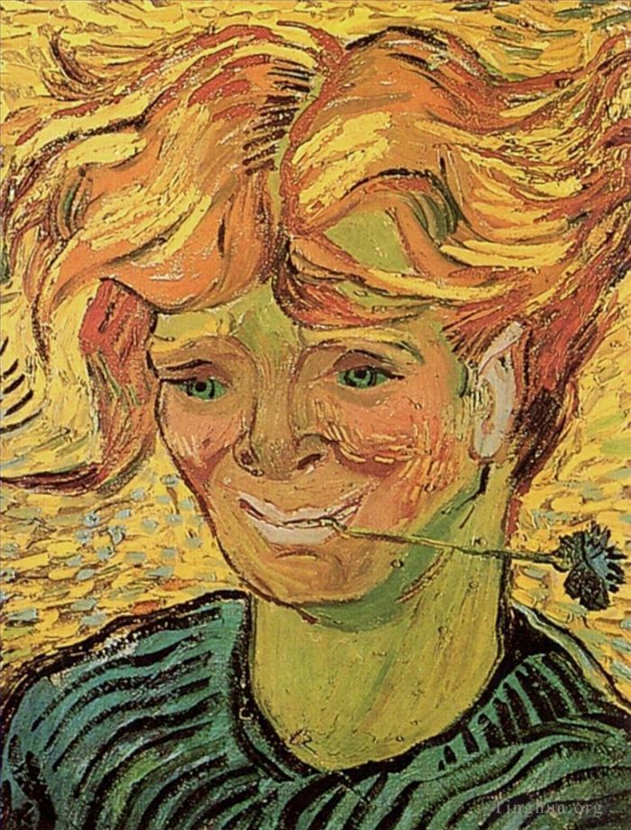 Vincent van Gogh Oil Painting - Young Man with Cornflower