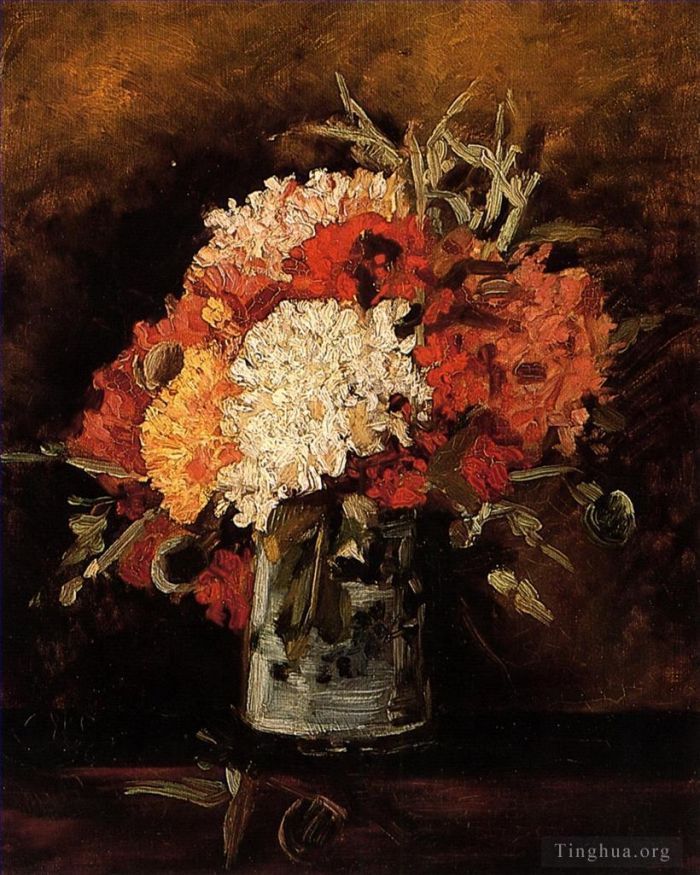 Vincent van Gogh Oil Painting - Vase with carnations 2