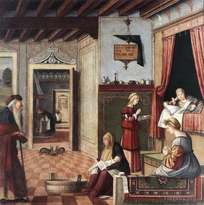 Vittore Carpaccio Various Paintings - Birth of the Virgin
