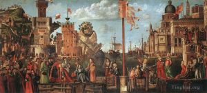 Artist Vittore Carpaccio's Work - Meeting of the Betrothed Couple and the Departure of the Pilgrims