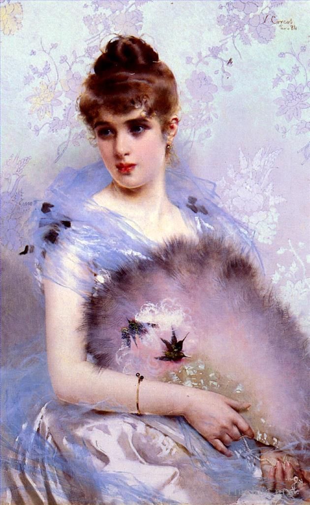 Vittorio Matteo Corcos Oil Painting - Matteo The Featherbed Fan