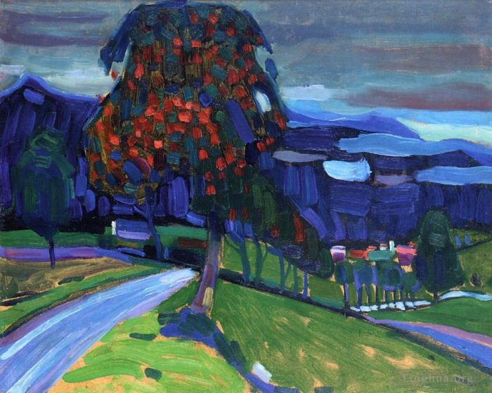 Wassily Kandinsky Oil Painting - Autumn in Murnau