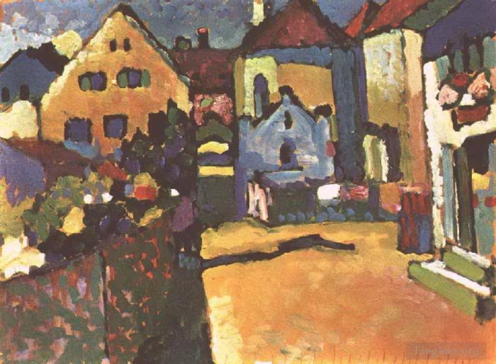 Wassily Kandinsky Oil Painting - Grungasse in Murnau