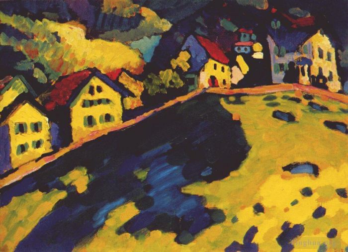Wassily Kandinsky Oil Painting - Houses at Murnau