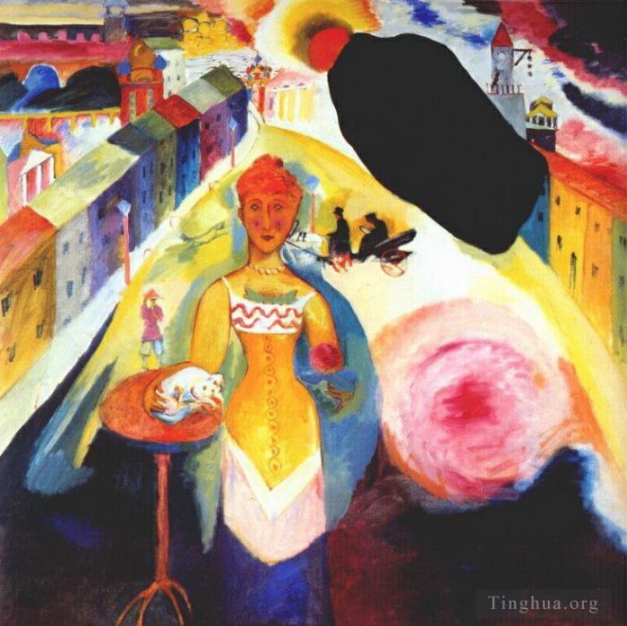 Wassily Kandinsky Oil Painting - Lady in Moscow