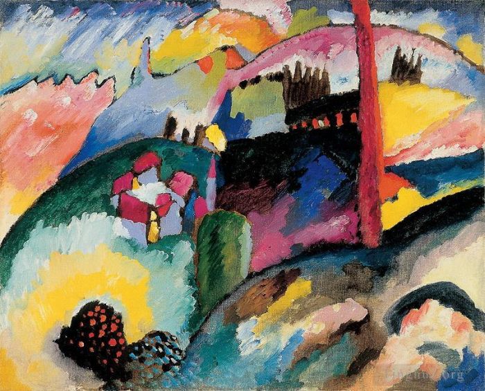 Wassily Kandinsky Oil Painting - Landscape with factory chimney