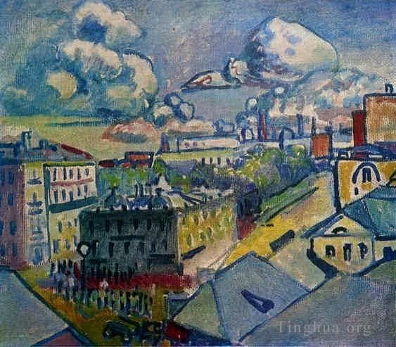 Wassily Kandinsky Oil Painting - Moscow Zubovskaya Square Study