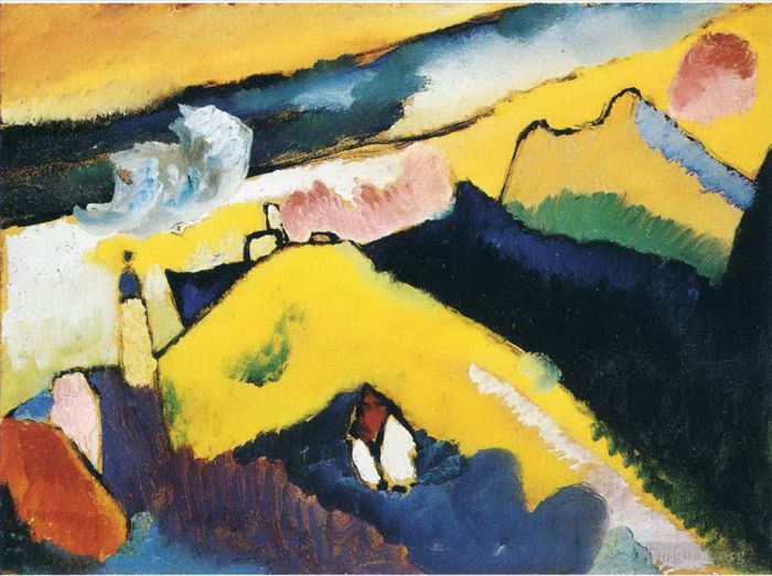 Wassily Kandinsky Oil Painting - Mountain landscape with church