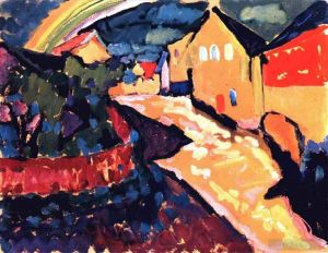 Artist Wassily Kandinsky's Work - Murnau with rainbow