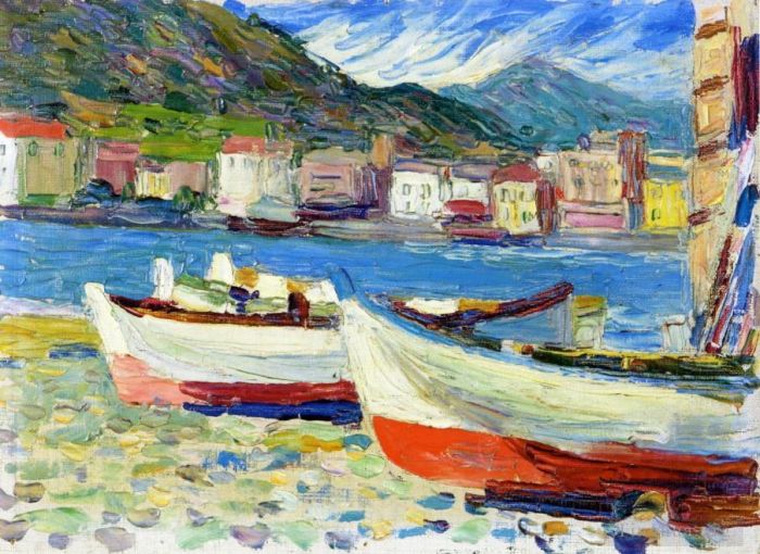 Wassily Kandinsky Oil Painting - Rapallo boats