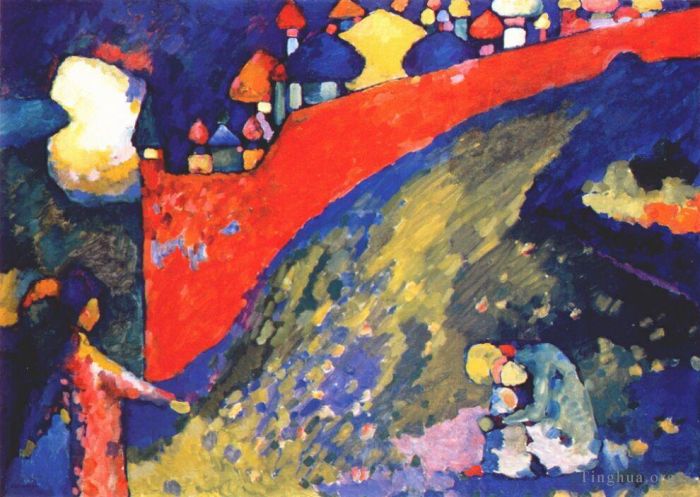 Wassily Kandinsky Oil Painting - Red Wall destiny