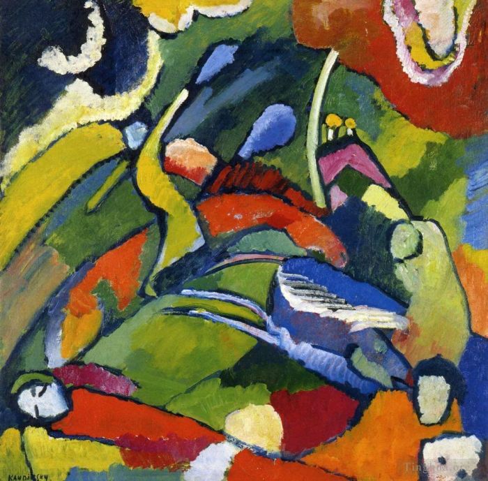 Wassily Kandinsky Oil Painting - Two riders and reclining figure