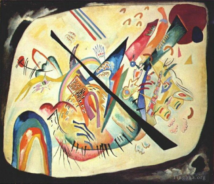 Wassily Kandinsky Oil Painting - White oval