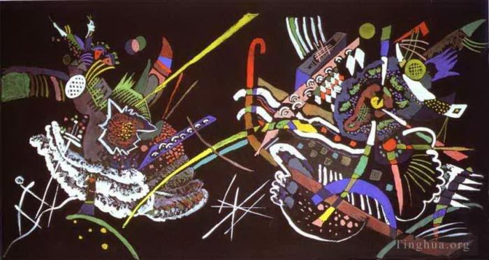 Wassily Kandinsky Various Paintings - Draft for mural in the unjuried art show wall b 1922