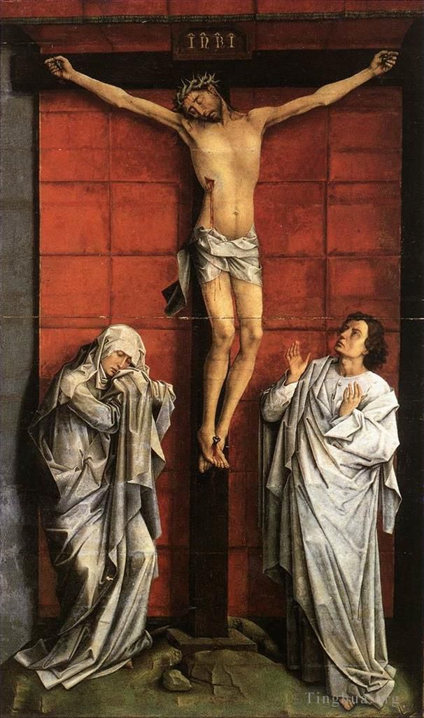 Rogier van der Weyden Oil Painting - Christus on the Cross with Mary and St John