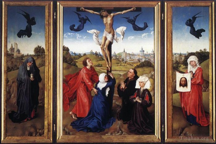 Rogier van der Weyden Oil Painting - Crucifixion Triptych