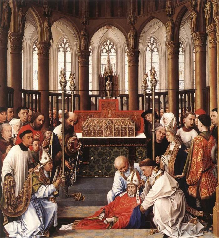 Rogier van der Weyden Oil Painting - Exhumation of St Hubert