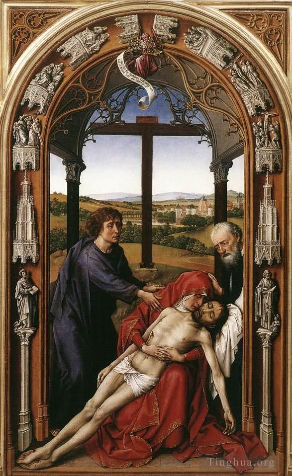 Rogier van der Weyden Oil Painting - Miraflores Altarpiece central panel
