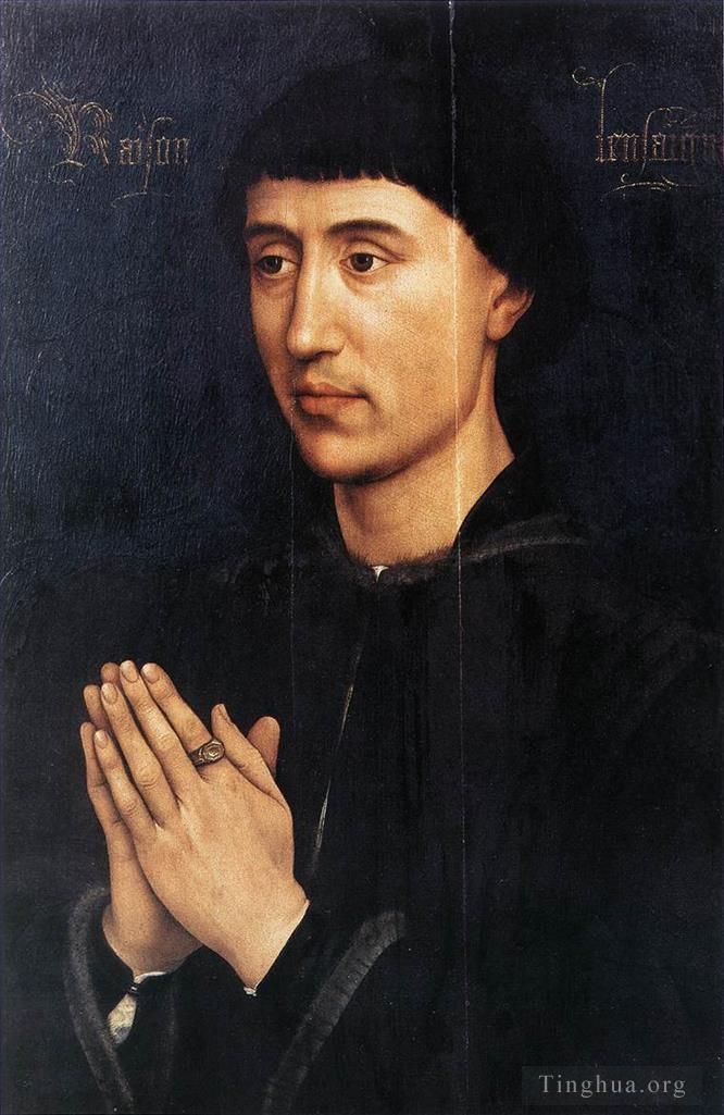 Rogier van der Weyden Oil Painting - Portrait Diptych of Laurent Froimont right wing