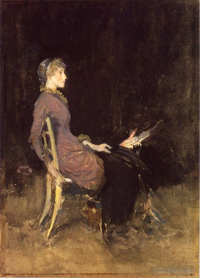 James Abbott McNeill Whistler Oil Painting - Black and Red aka Study in Black and Gold Madge ODonoghue
