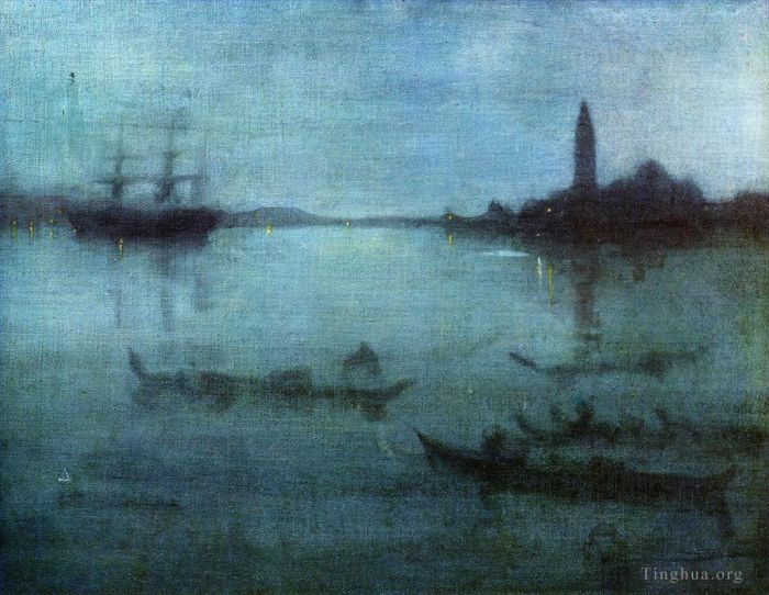 James Abbott McNeill Whistler Oil Painting - Blue and Silver Nocturne in Blue and Silver The Lagoon Venice
