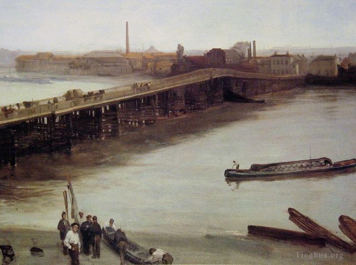 James Abbott McNeill Whistler Oil Painting - Brown and Silver Old Battersea Bridge