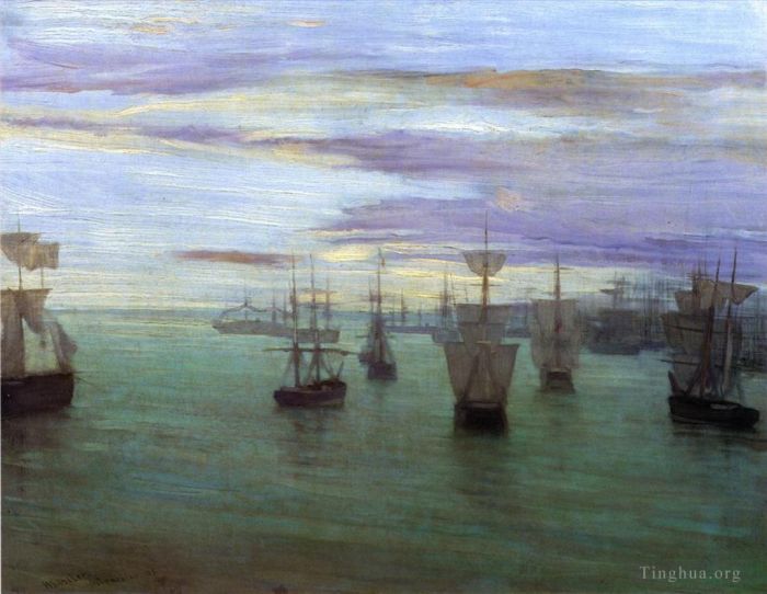 James Abbott McNeill Whistler Oil Painting - Crepuscule in Flesh Colour and Green Valparaiso