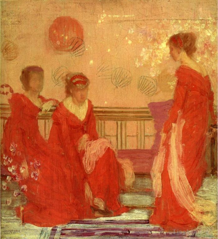 James Abbott McNeill Whistler Oil Painting - Harmony in Flesh Colour and Red