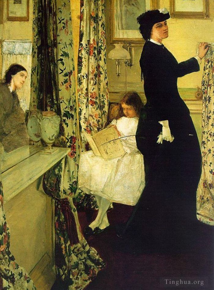James Abbott McNeill Whistler Oil Painting - Harmony in Green and Rose The Music Room