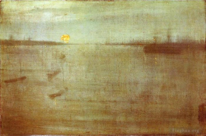 James Abbott McNeill Whistler Oil Painting - Nocturne Blue and Gold Southampton Water