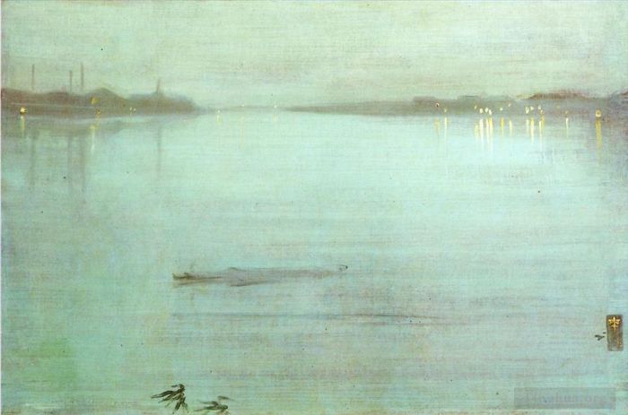 James Abbott McNeill Whistler Oil Painting - Nocturne Blue and Silver