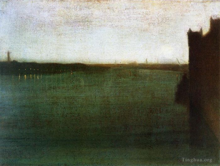 James Abbott McNeill Whistler Oil Painting - Nocturne Grey and Gold