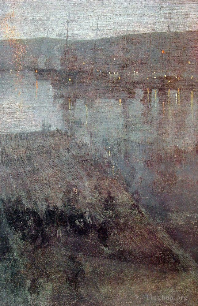 James Abbott McNeill Whistler Oil Painting - Nocturne in Blue and Gold Valparaiso Bay