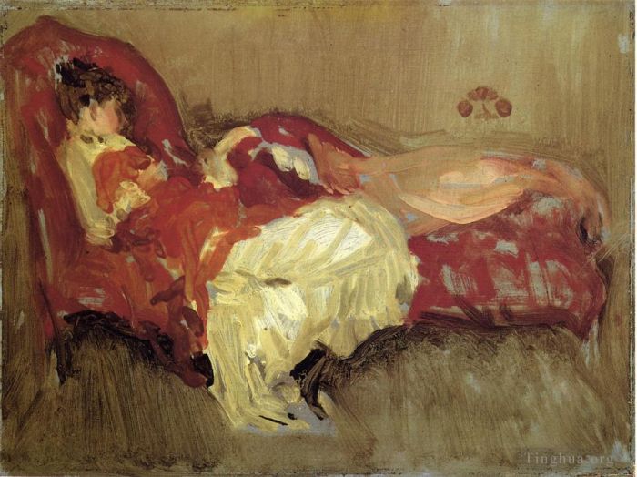 James Abbott McNeill Whistler Oil Painting - Note in Red The Siesta